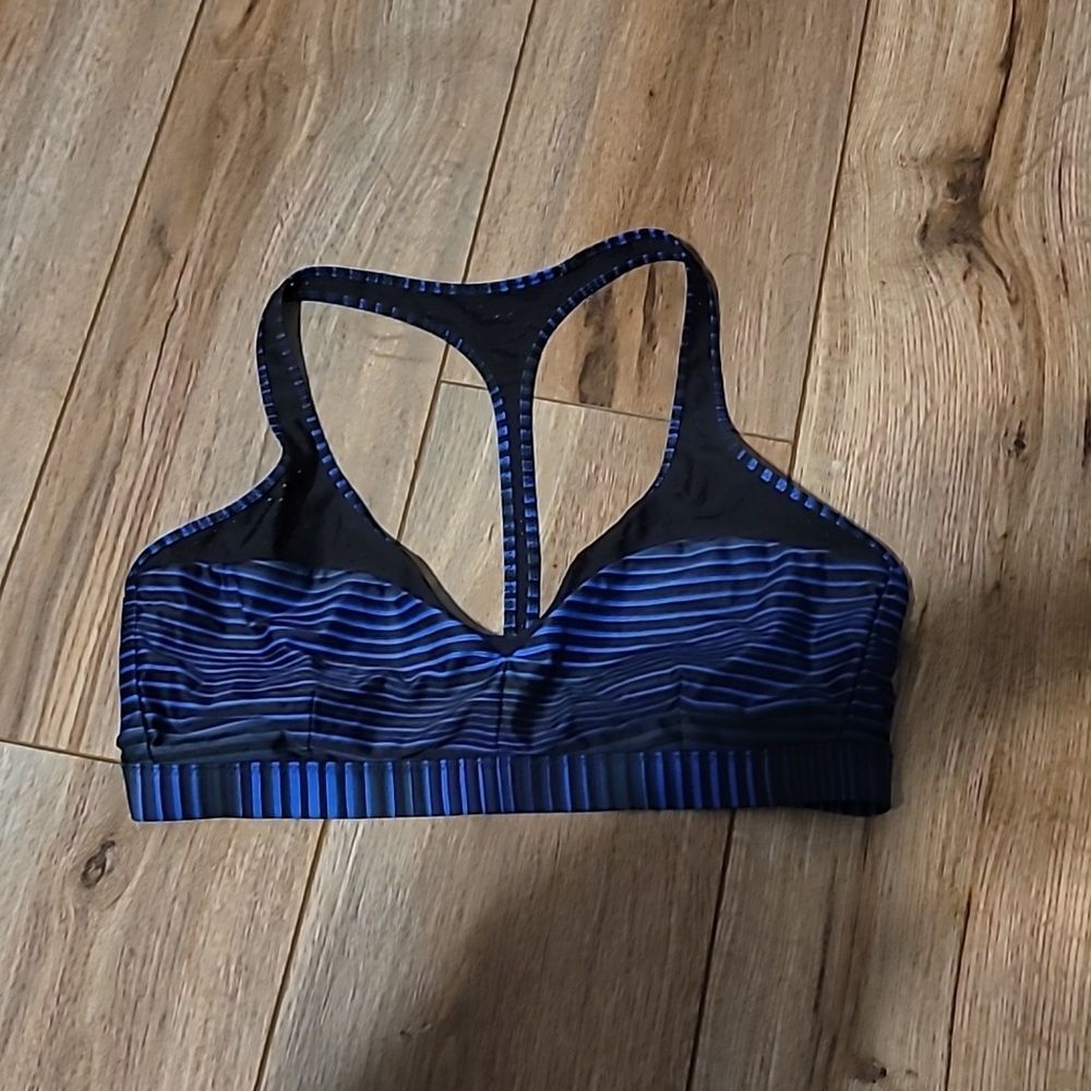 3/$20🎉 Lululemon Salty Swim Sport Top Blue Black Racerback Bikini Top Size S
